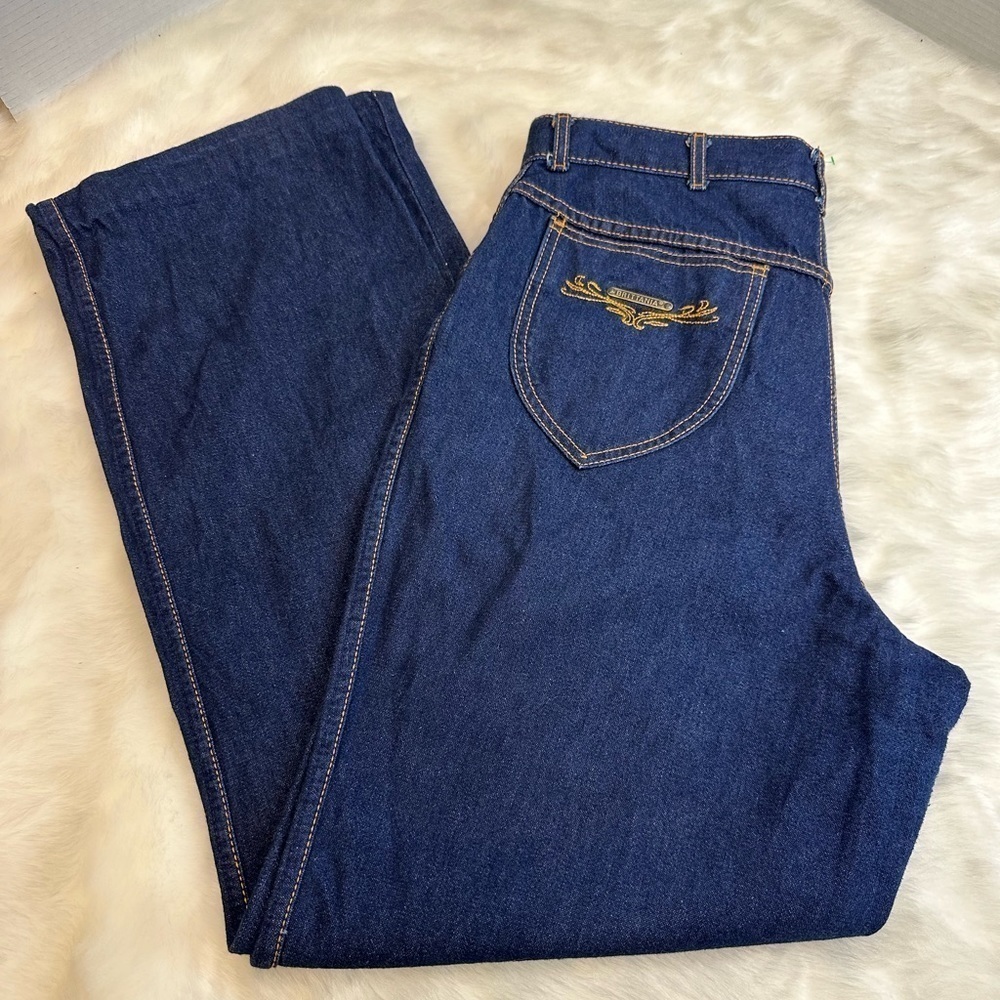 Brittania vintage 70’s high Rise Flair Bell Bottom dark blue jeans size 30/32